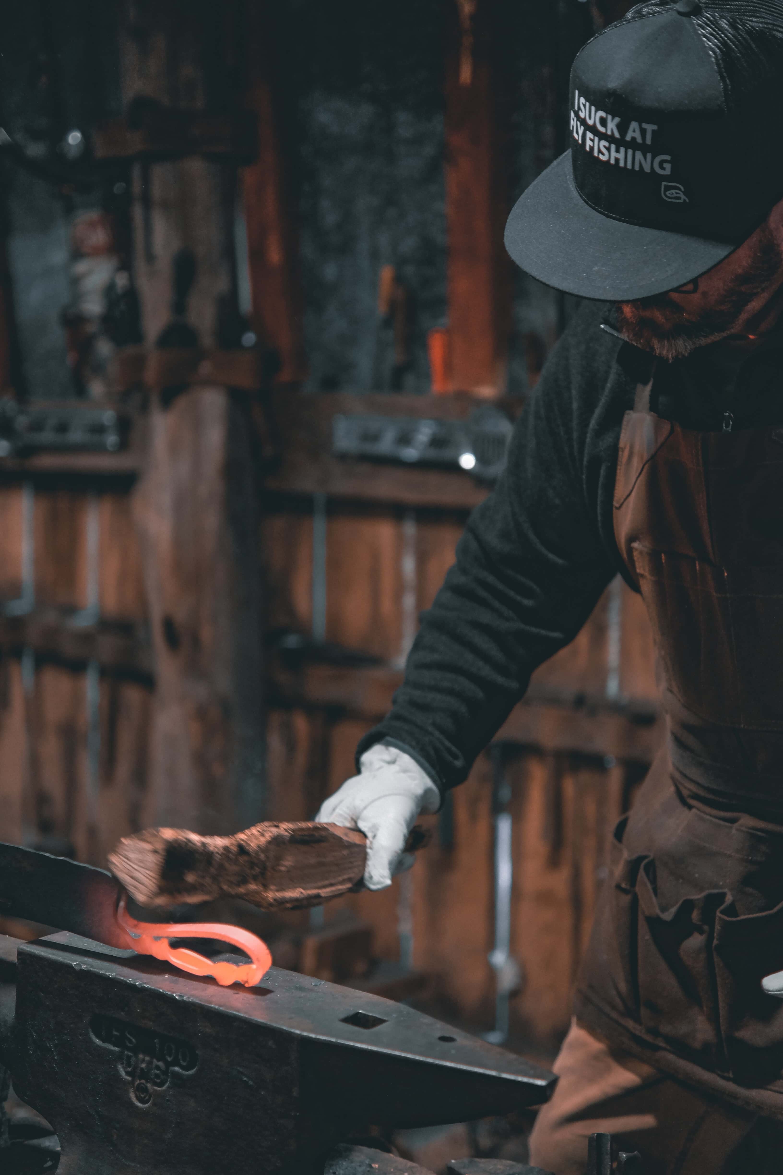 Smith working glowing steel