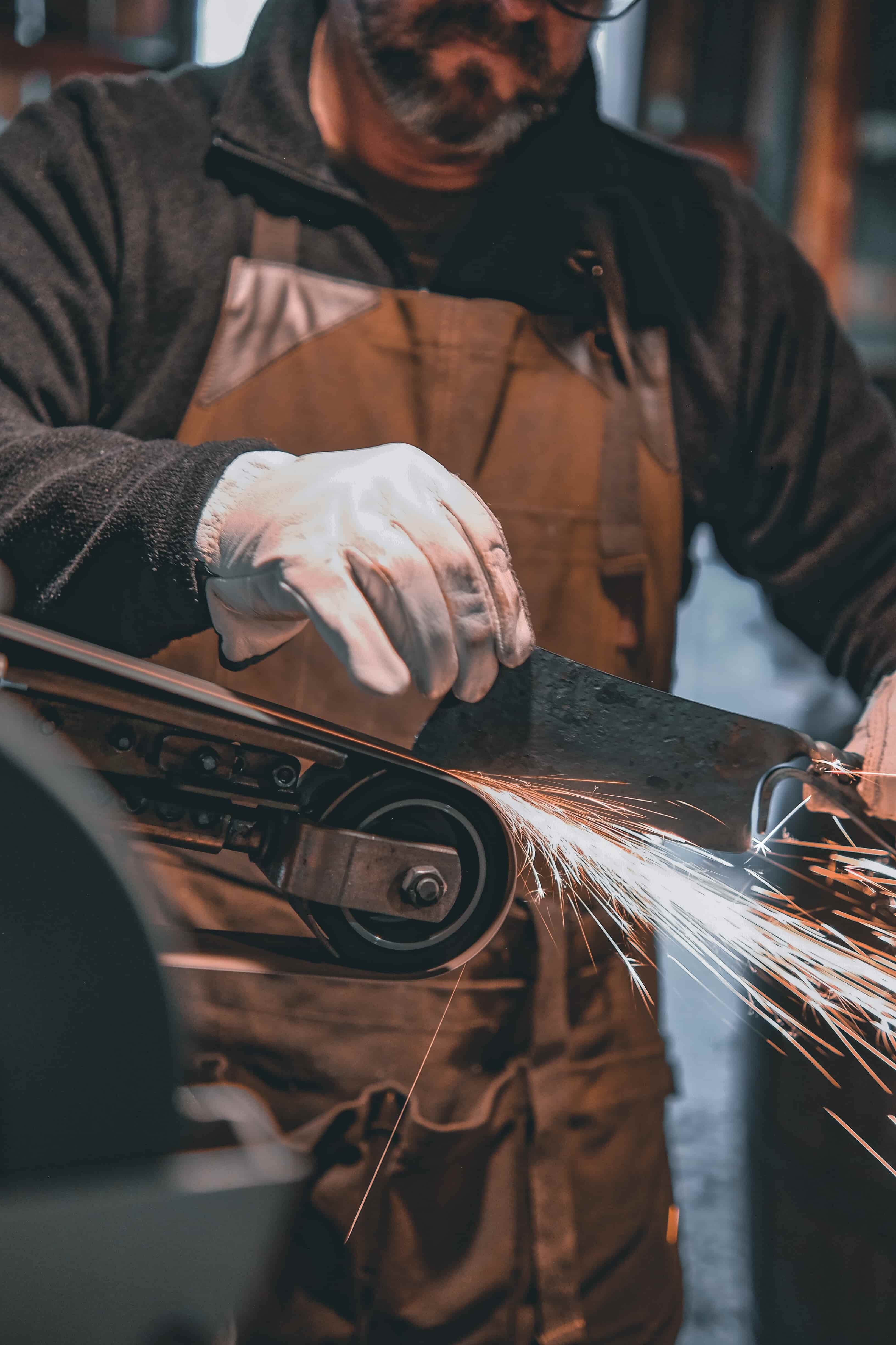 Smith grinding blade with sparks