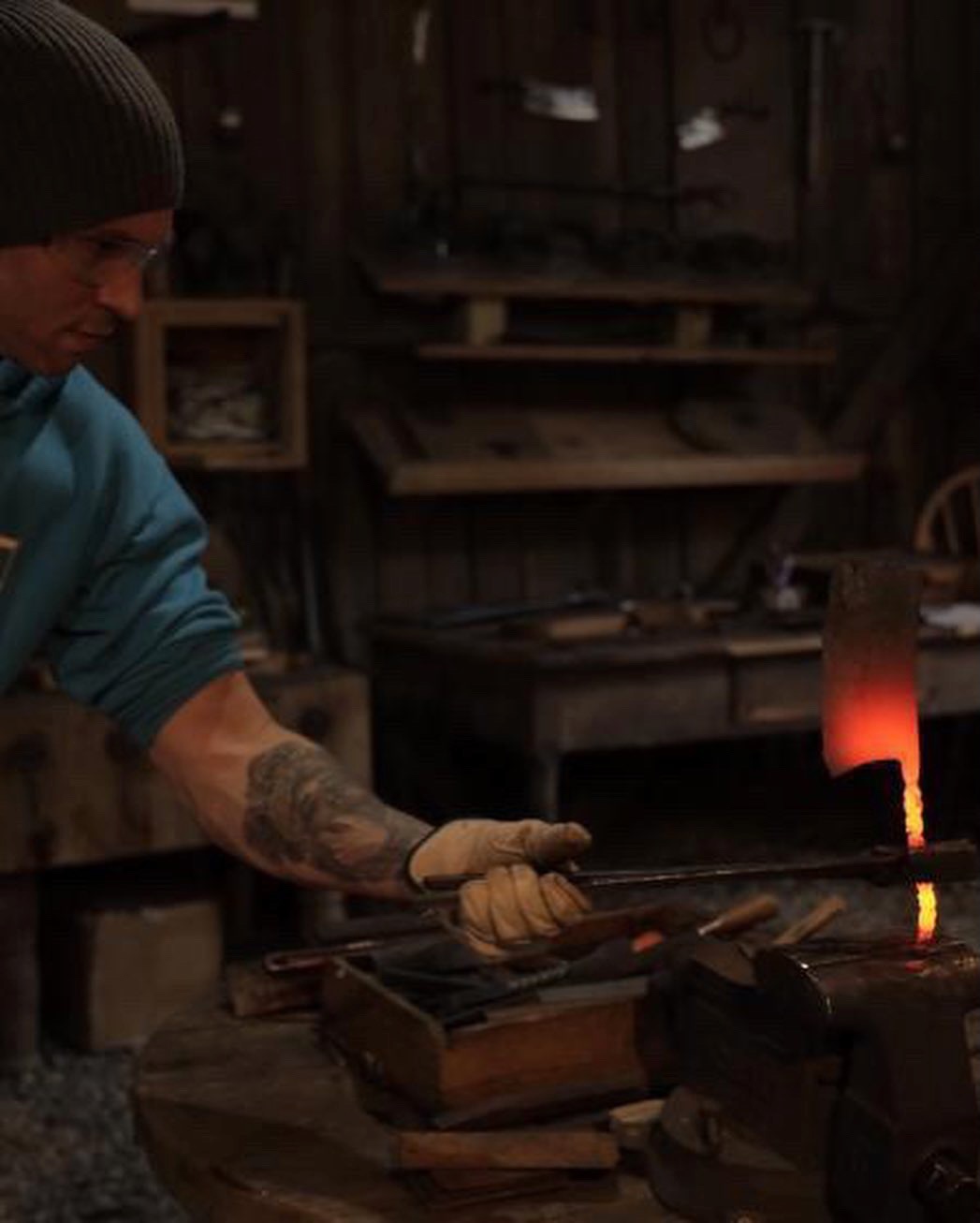 Jeremy working glowing steel